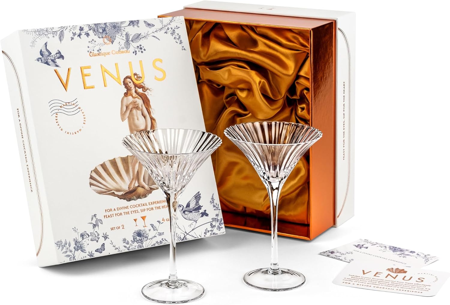 Venus Seashell Martini Cocktail Glasses