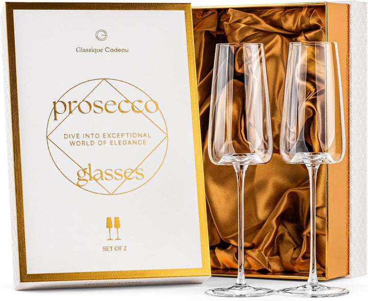 Crystal Prosecco and Champagne Cocktail Glasses | Set of 2 | 7 oz