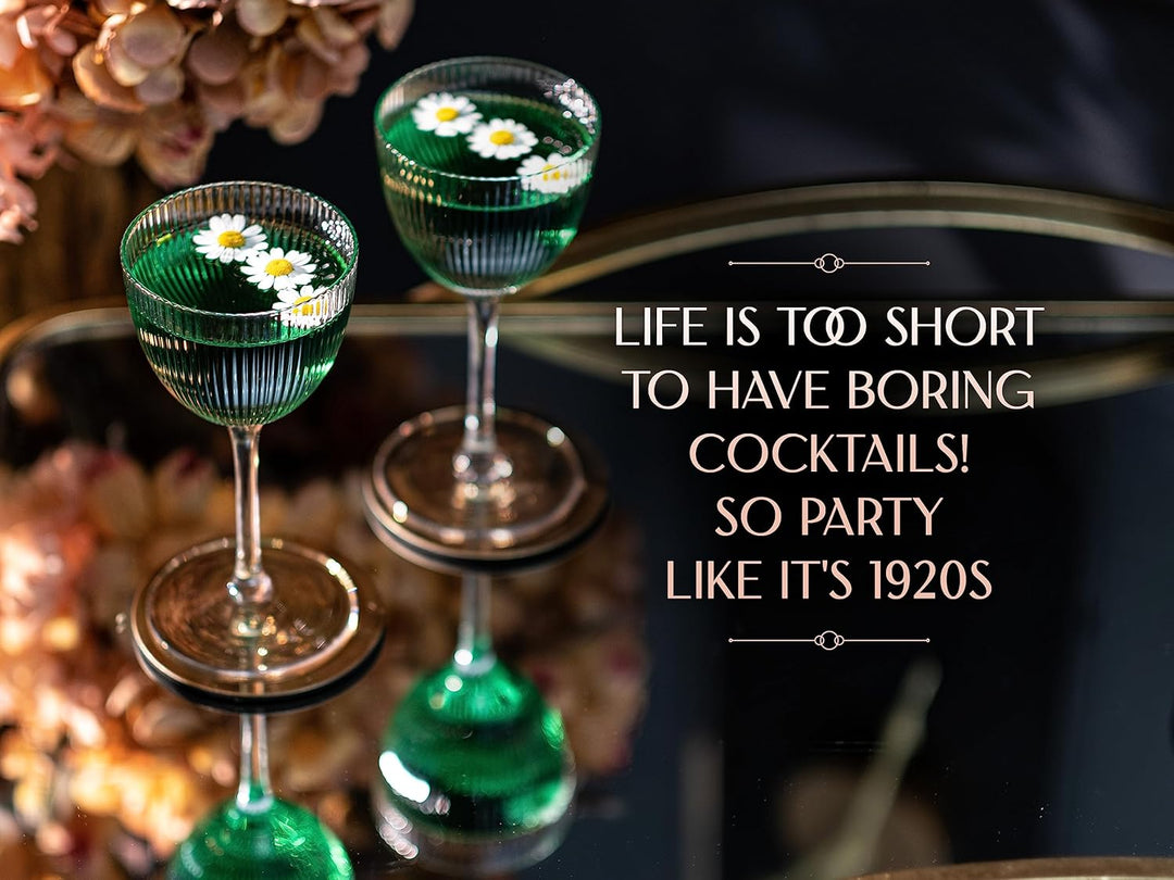 Vintage Art Deco Nick and Nora Coupe Glasses | Set of 4 | 5 oz