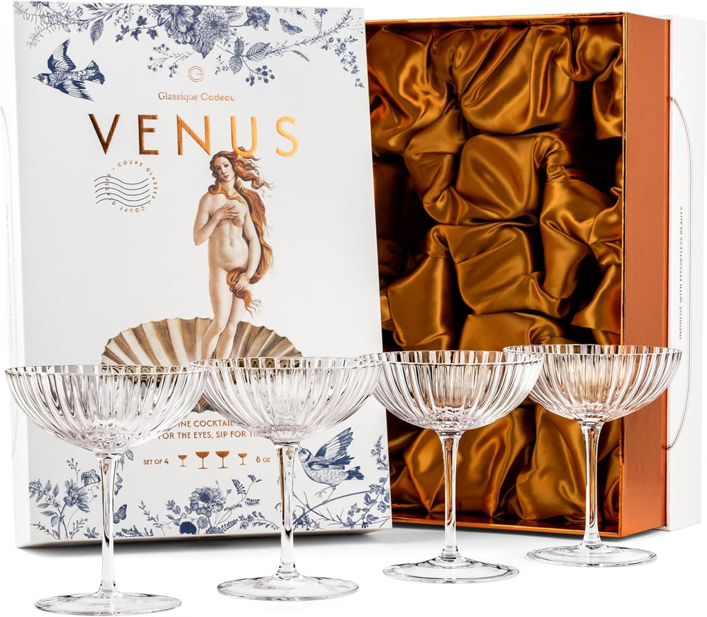 Venus Seashell Coupe Cocktail Glasses | Set of 4 | 8 oz