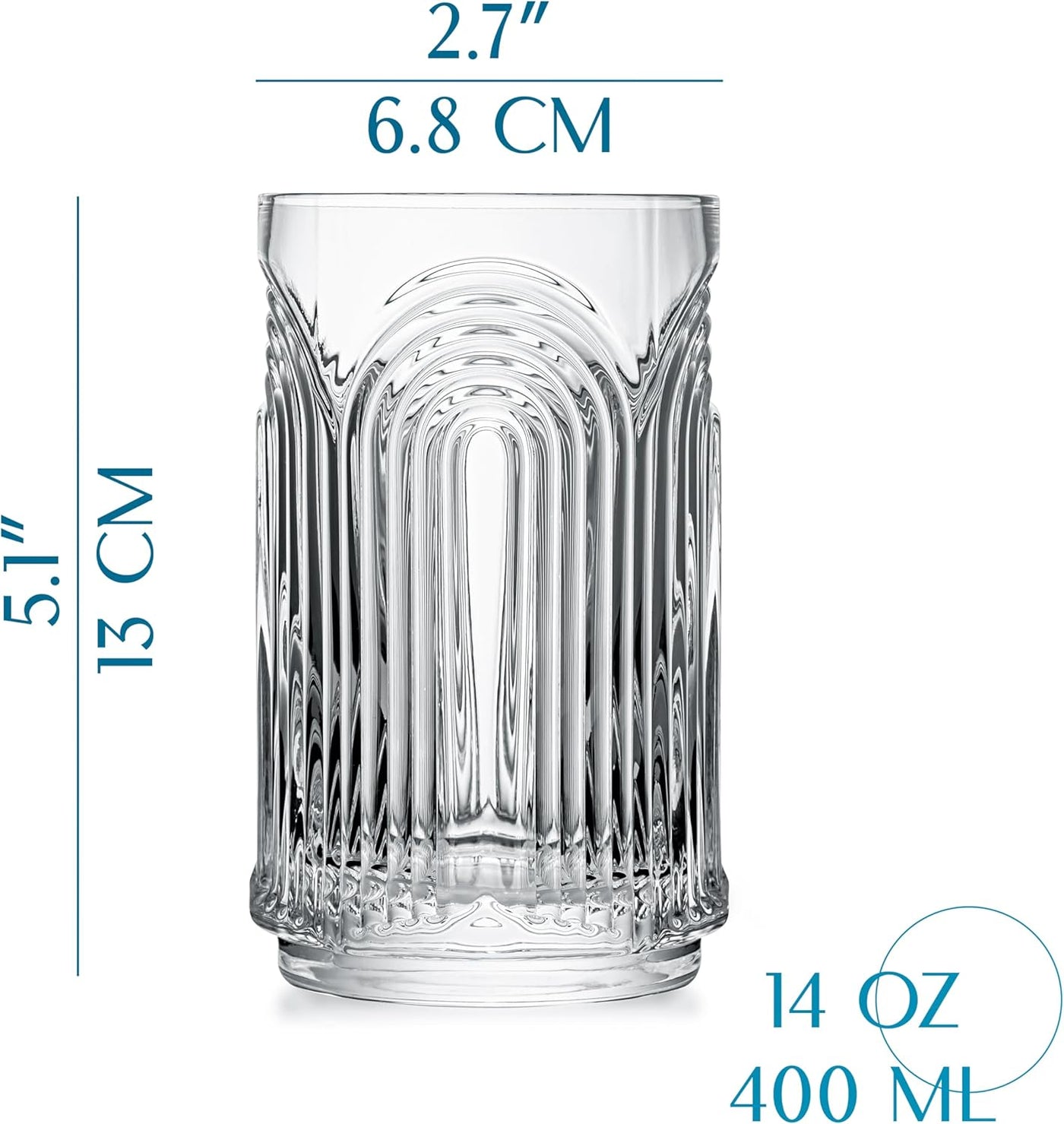 GLASSIQUE CADEAU Vintage Art Deco 1920s Highball Cocktail Glasses | Set of 4
