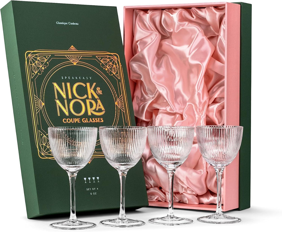 GLASSIQUE CADEAU Set di 4 bicchieri da cocktail in cristallo vintage Art Deco Lowball | Bicchieri GLASSIQUE CADEAU Set di 4 bicchieri da cocktail in cristallo vintage Art Deco Lowball | Bicchieri
