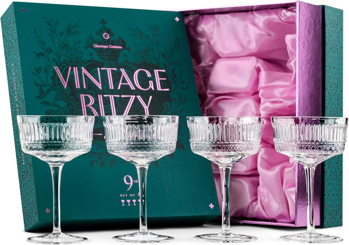 Vintage Ritzy Cocktail and Champagne Coupe Glasses | Set of 4 | 7 oz
