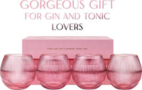 Art Deco Blush Pink Gin and Tonic Glasses with Gold Rims Gift Set of 4 – detail of hand-polished crystal rim