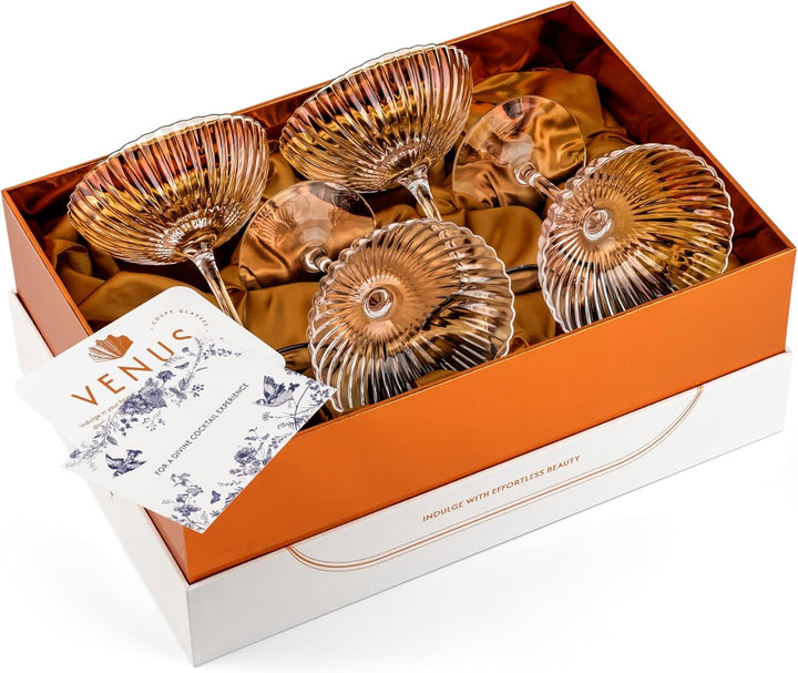 Venus Seashell Coupe Cocktail Glasses | Set of 4 | 8 oz