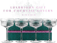 Vintage Ritzy Cocktail and Champagne Coupe Glasses Gift Set of 4 – detail of hand-polished crystal rim