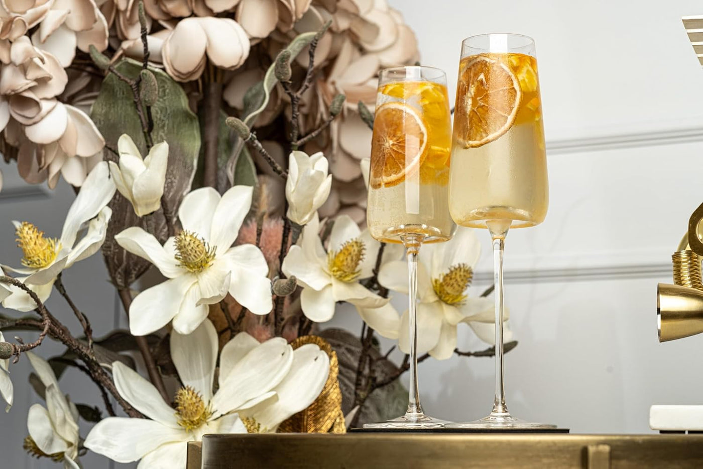 Crystal Prosecco and Champagne Flute Glasses Gift Set of 2 – styled gift moment