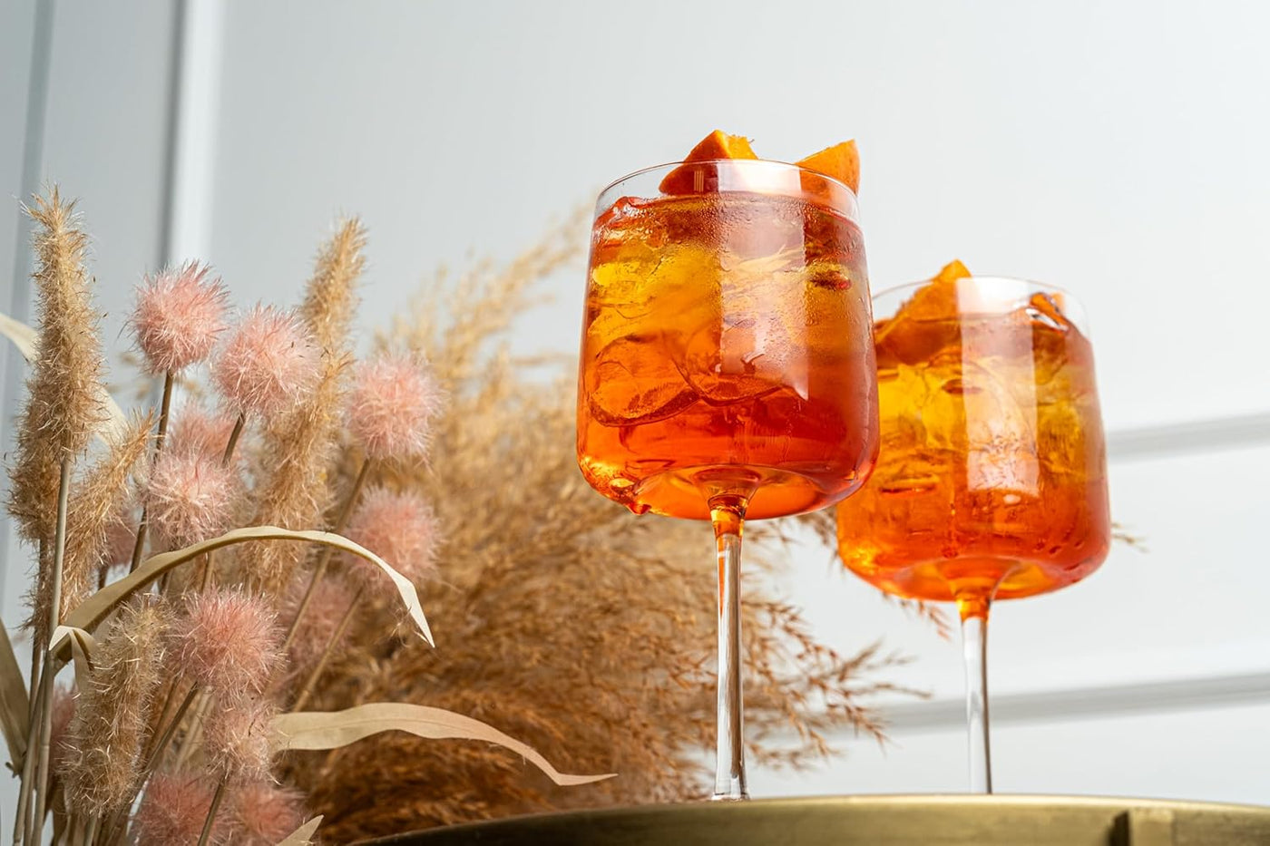 Crystal Aperol Spritz Cocktail Goblet Glasses Gift Set of 2 – signature gift box closeup with cocktail recipes