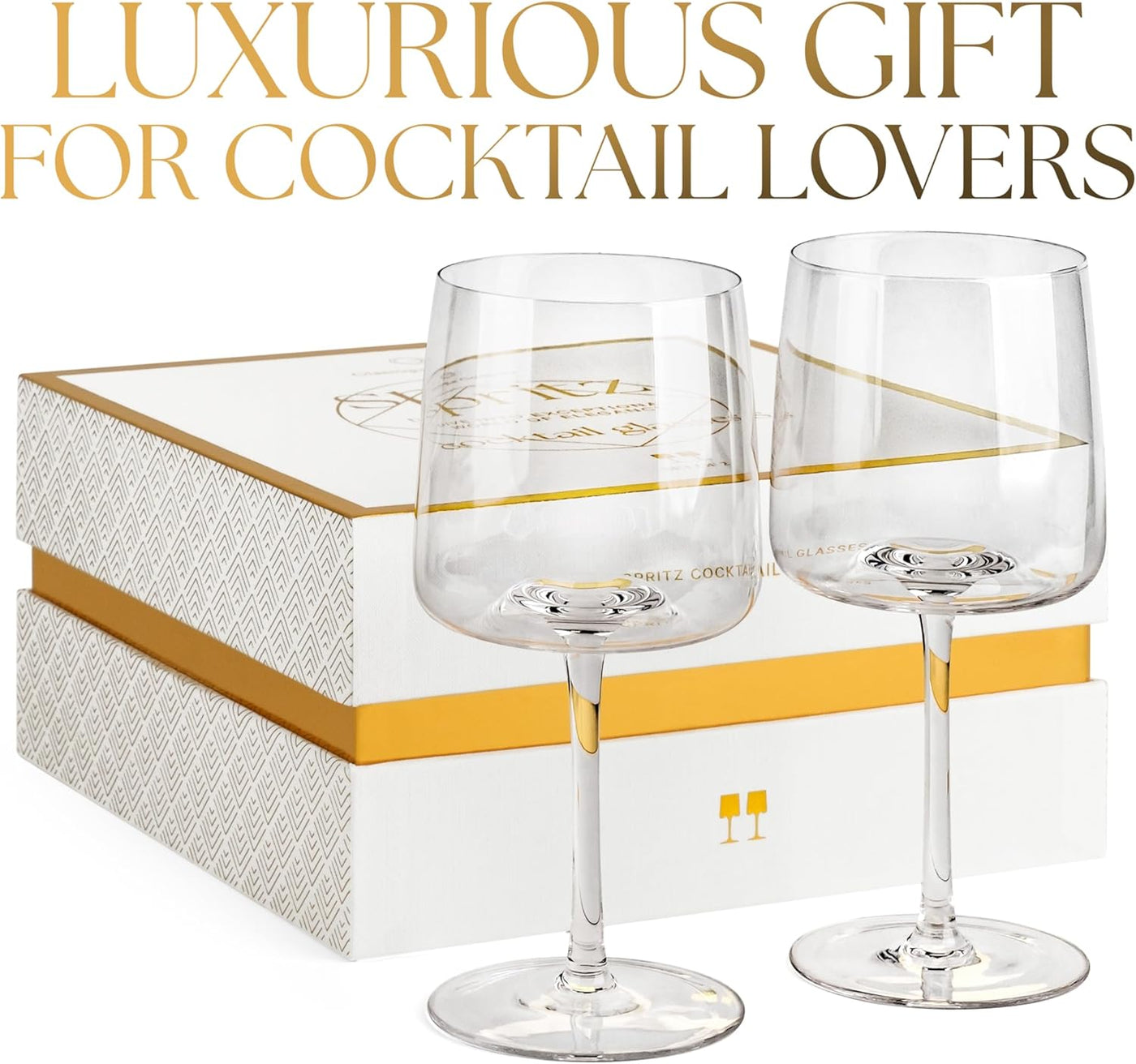 Crystal Aperol Spritz Cocktail Goblet Glasses Gift Set of 2 – detail of hand-polished crystal rim