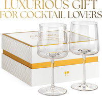 Crystal Aperol Spritz Cocktail Goblet Glasses Gift Set of 2 – detail of hand-polished crystal rim