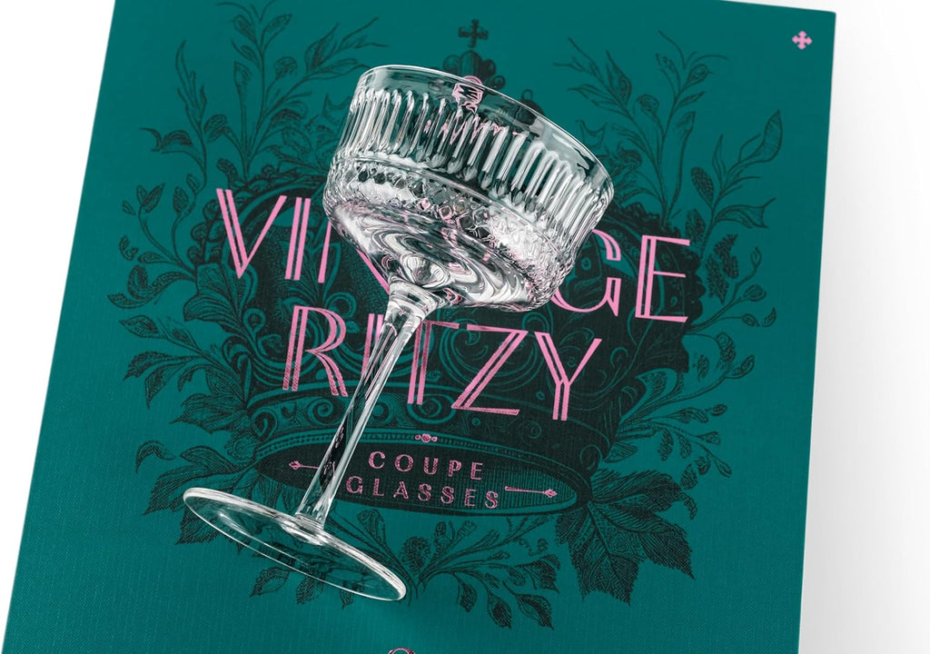 Vintage Ritzy Cocktail and Champagne Coupe Glasses | Set of 4 | 7 oz