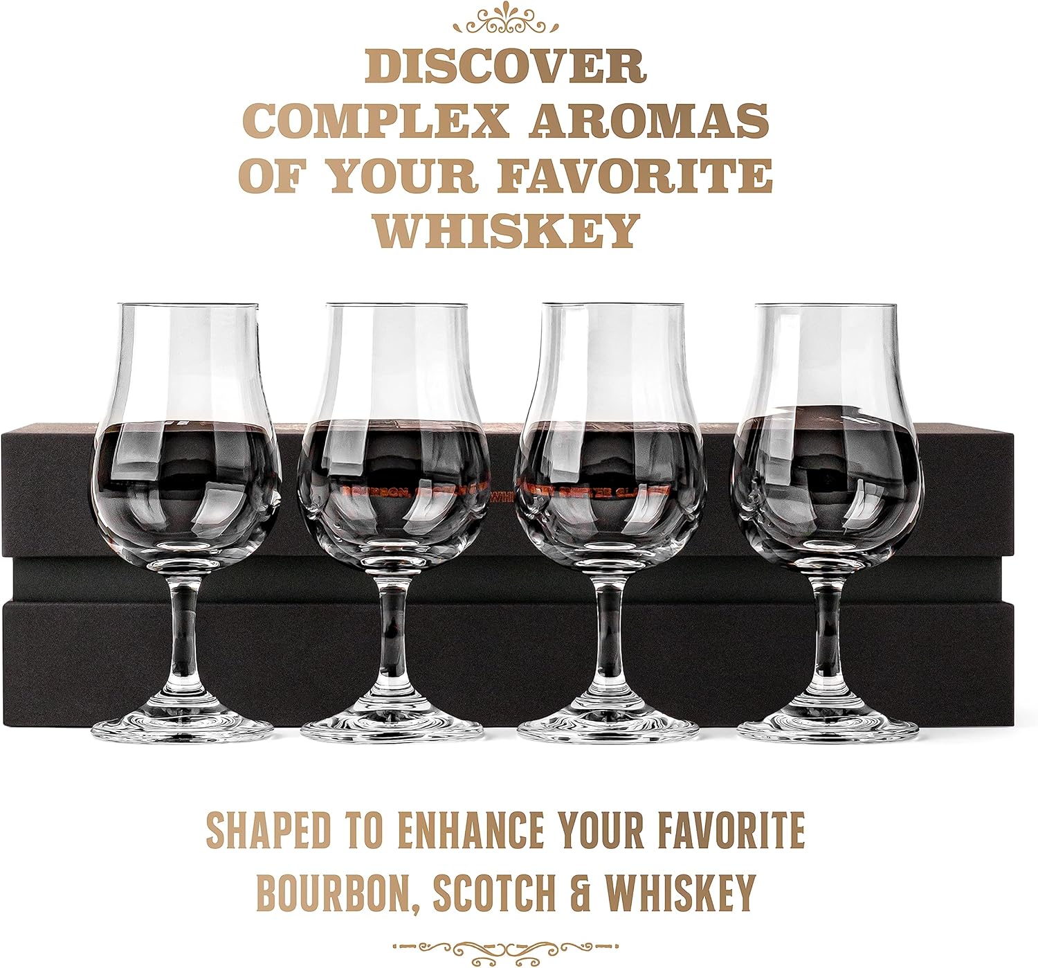 Whiskey Bourbon and Scotch Crystal Tasting Glasses Gift Set of 4 – lifestyle hosting shot