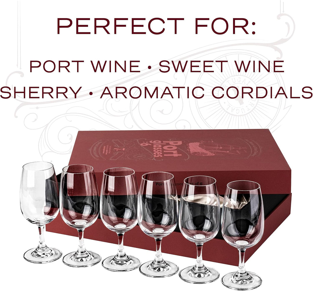 Port, Sherry and Dessert Wine Tasting Glasses | Set of 6 | 7 oz