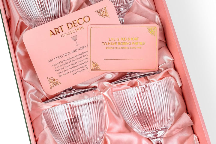 Vintage Art Deco Nick and Nora Coupe Glasses | Set of 4 | 5 oz