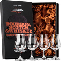 Whiskey Bourbon and Scotch Crystal Tasting Glasses Gift Set of 4 – ready-to-gift signature box