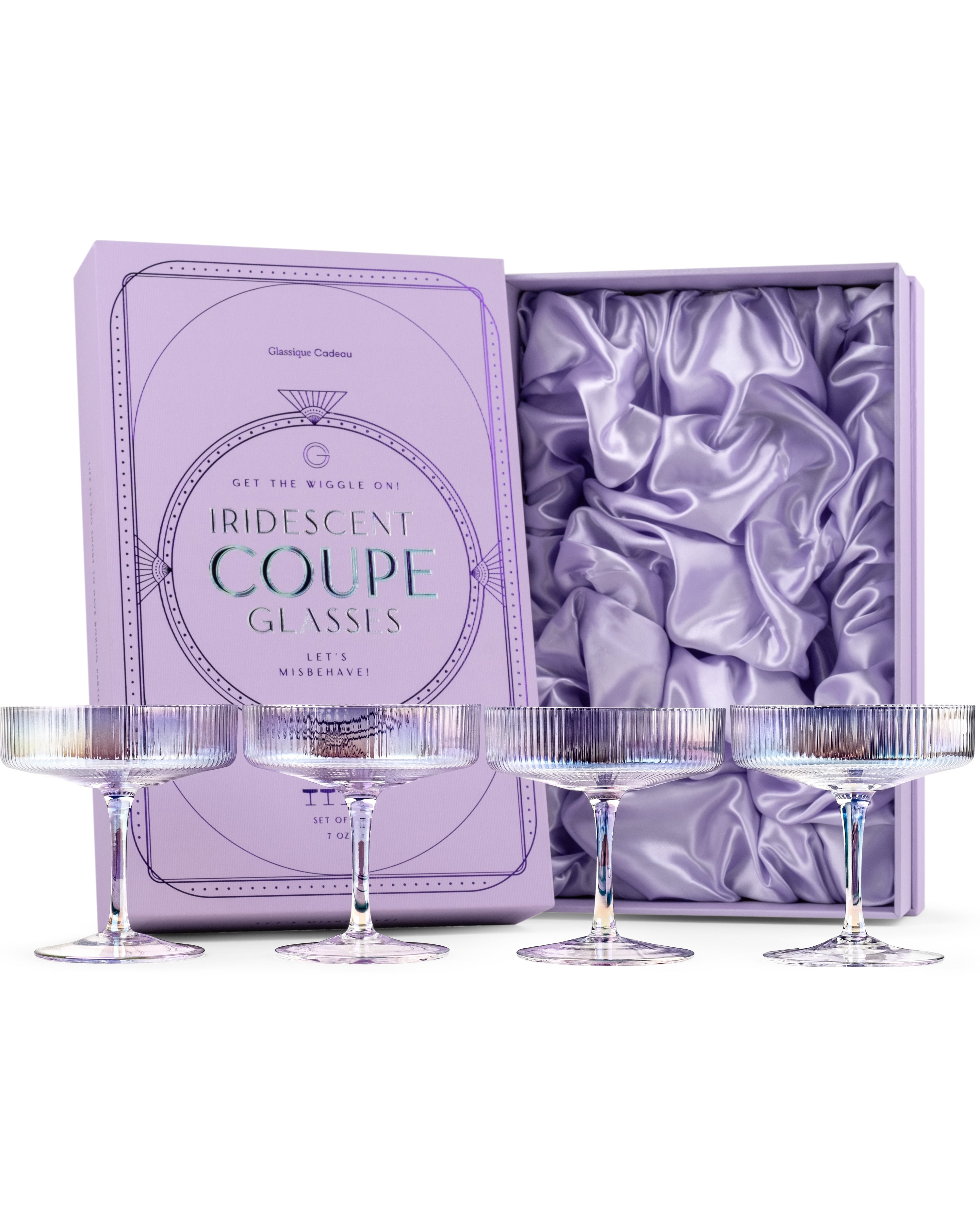 Art Deco Iridescent Coupe Glasses