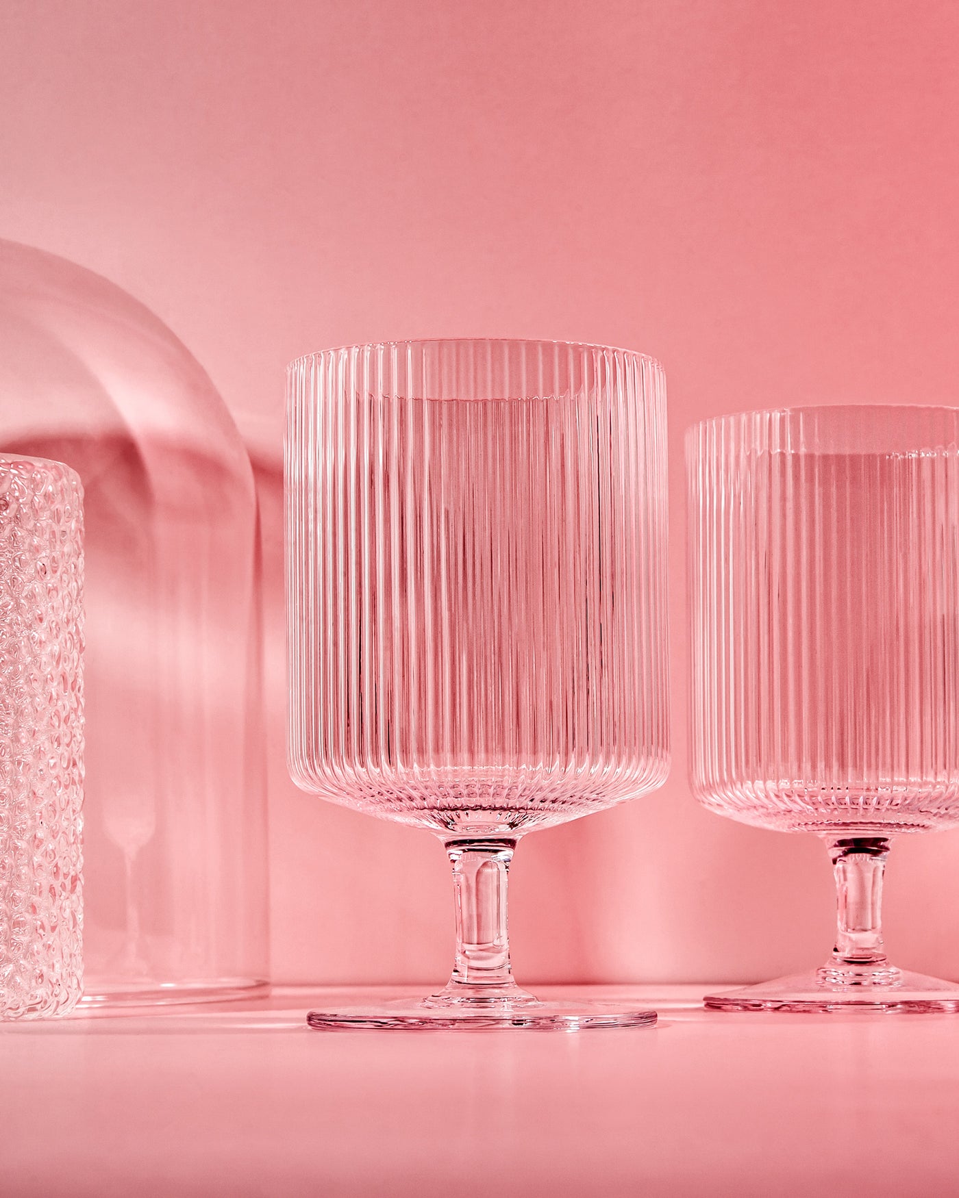Vintage Art Deco Ribbed Goblet Cocktail Glasses with Stem Gift Set of 4 – lifestyle hosting shot