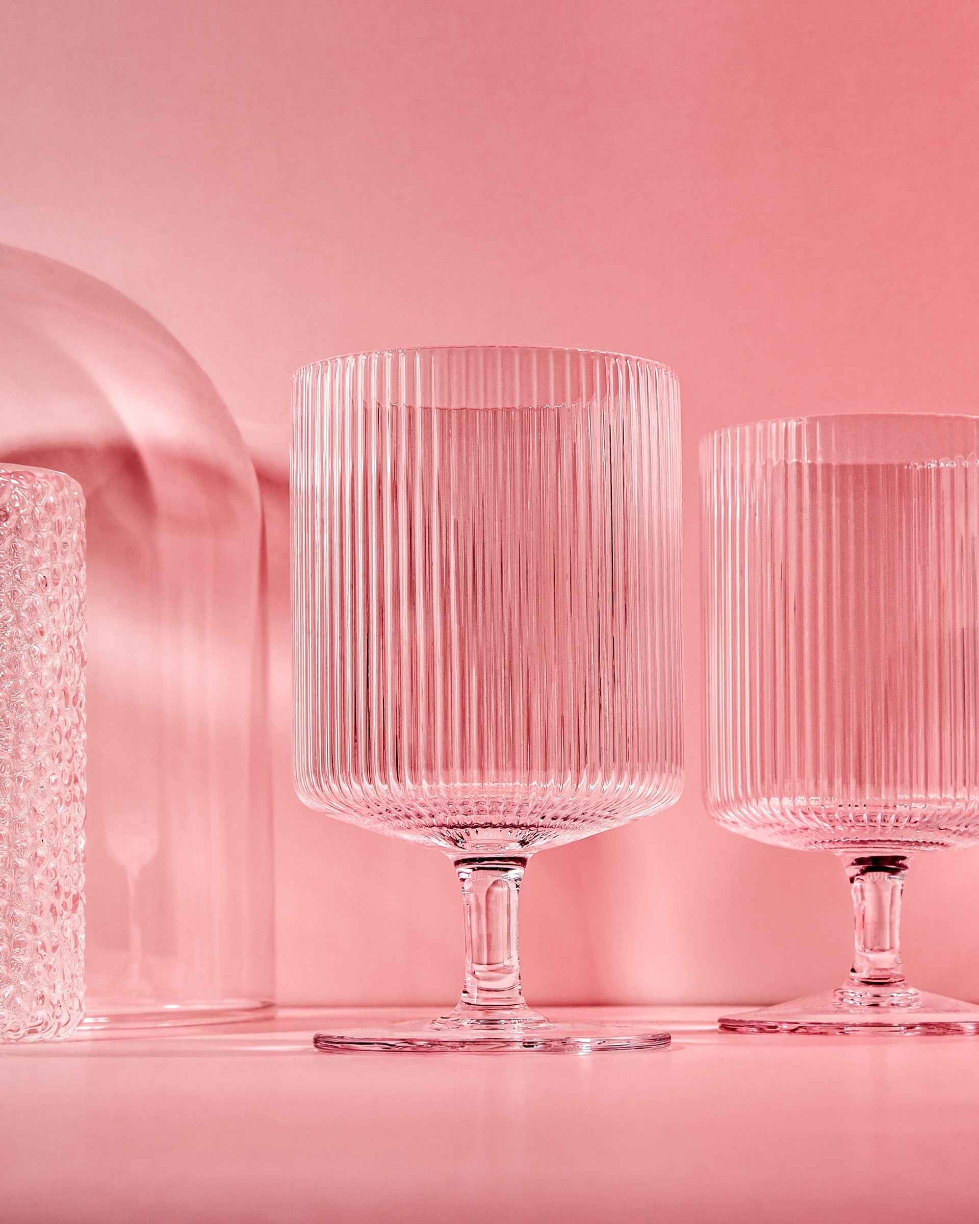 Art Deco Ribbed Goblet Cocktail Glasses with Stem