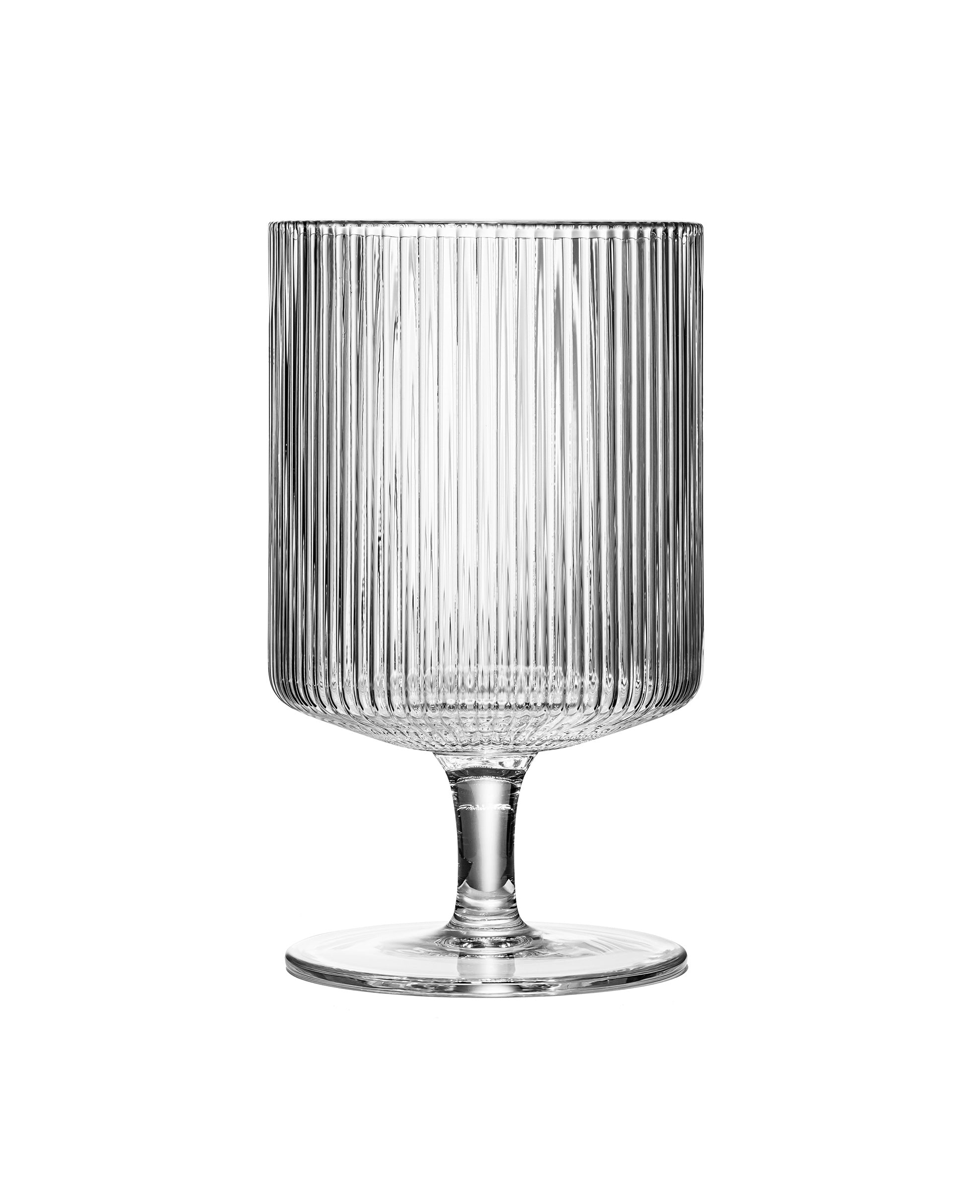 Art Deco Ribbed Goblet Cocktail Glasses with Stem