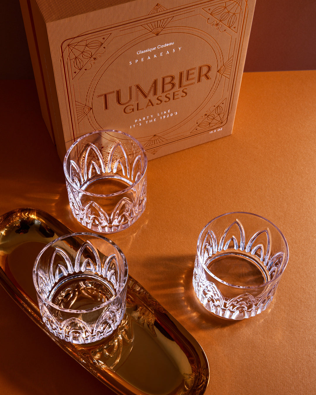 Vintage Art Deco Short Tumbler Cocktail Glasses | Set of 4 | 11 oz