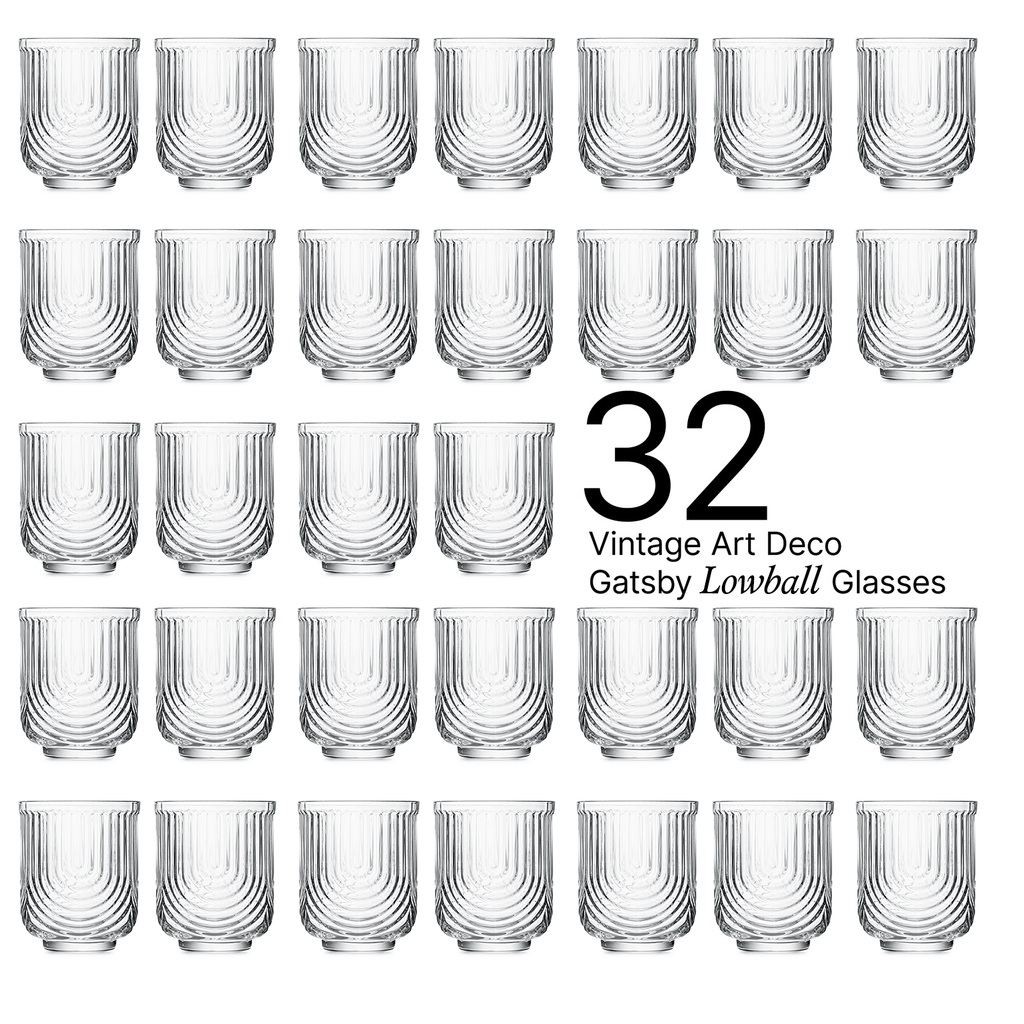 Art Deco Gatsby Lowball | No Gift Packaging | Party Set of 32 Glasses (Copy)