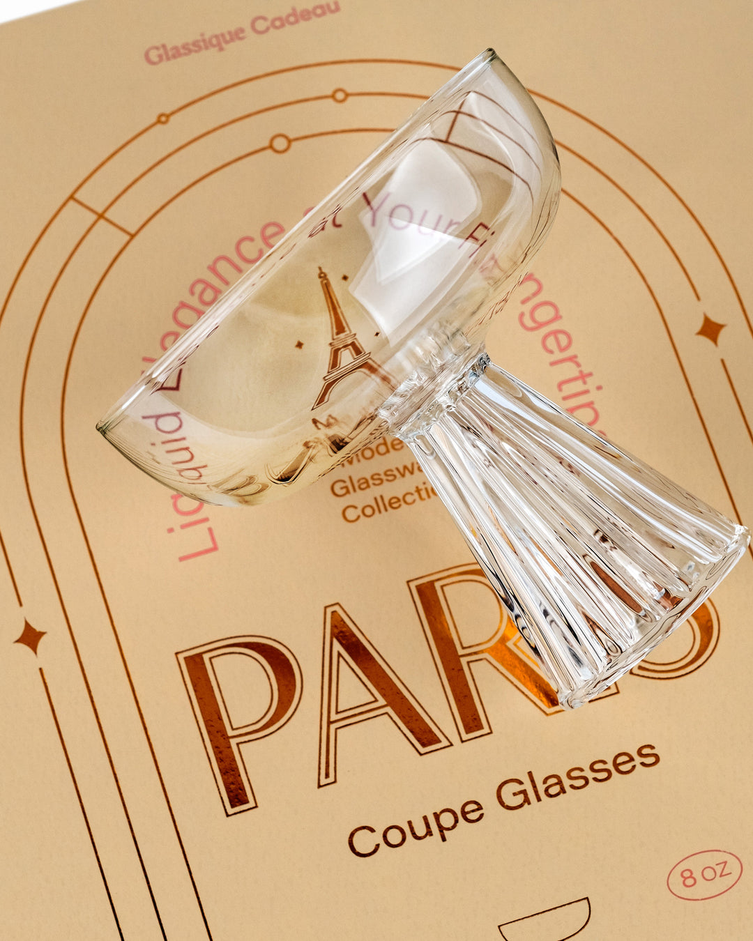 Paris Coupe Cocktail and Champagne Glasses | Modern Glassware Collection | Set of 4 | 8 oz