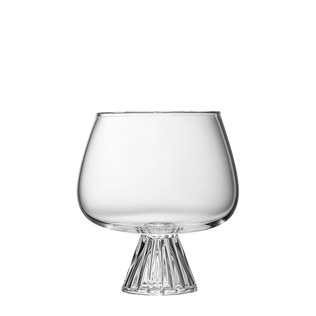 Glassique Cadeau Vintage Art Deco Ribbed Goblet Cocktail Glasses with Stem | Set of 4 | 10 oz Short Stemmed Crystal Tumblers for Drinking Classic