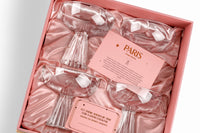 Paris Modern Coupe Cocktail and Champagne Glasses Gift Set of 4 – styled flat lay for celebrations