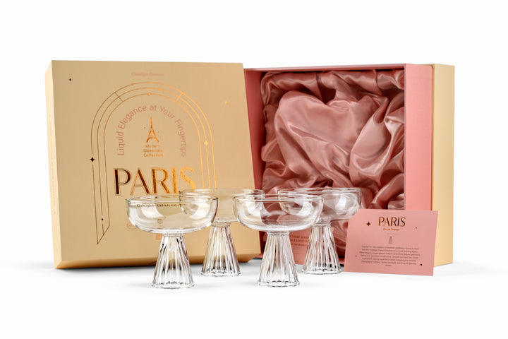 Paris Coupe Cocktail and Champagne Glasses | Modern Glassware Collection | Set of 4 | 8 oz