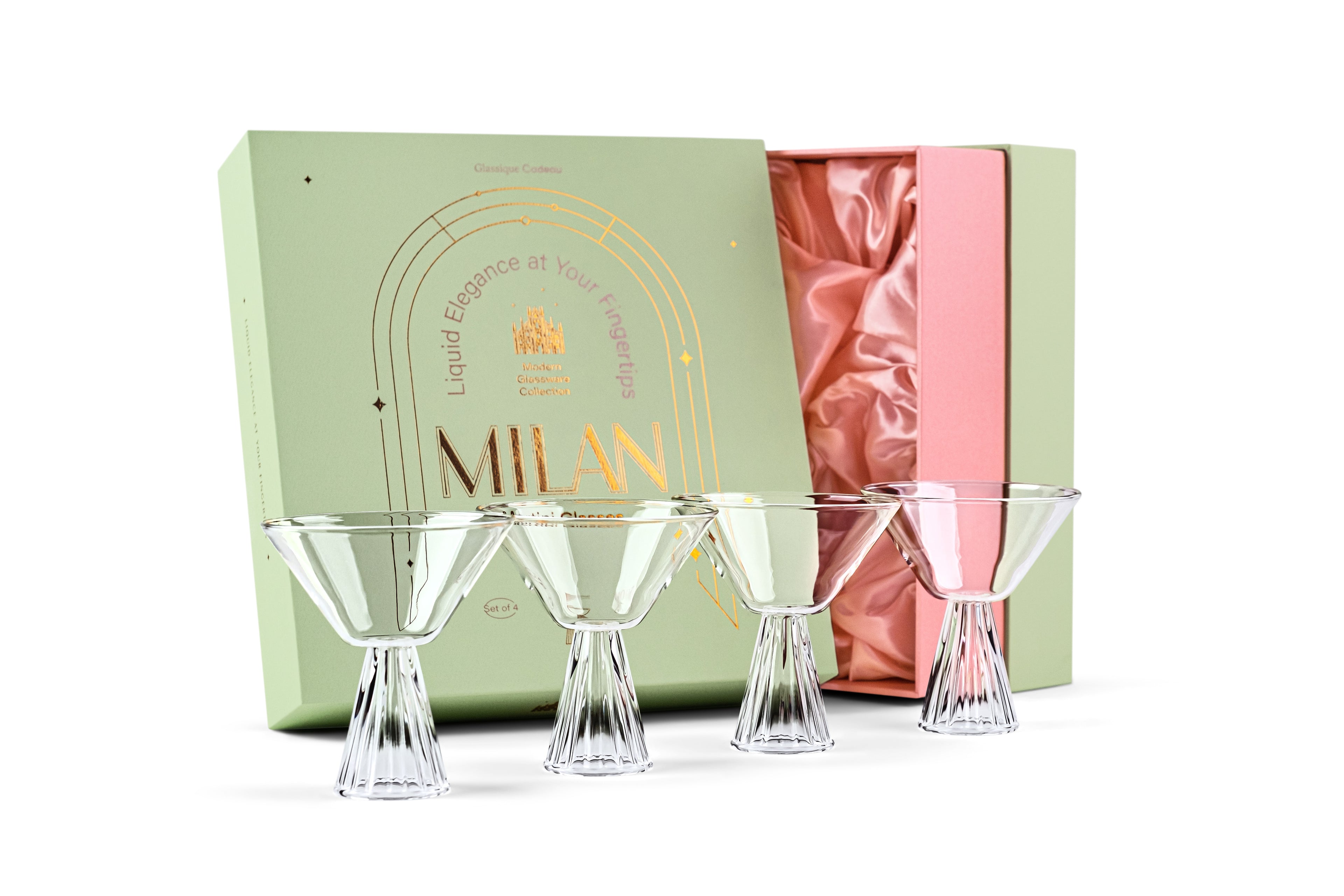 Modern Martini Cocktail Glasses Gift Set of 4 – ready-to-gift signature box