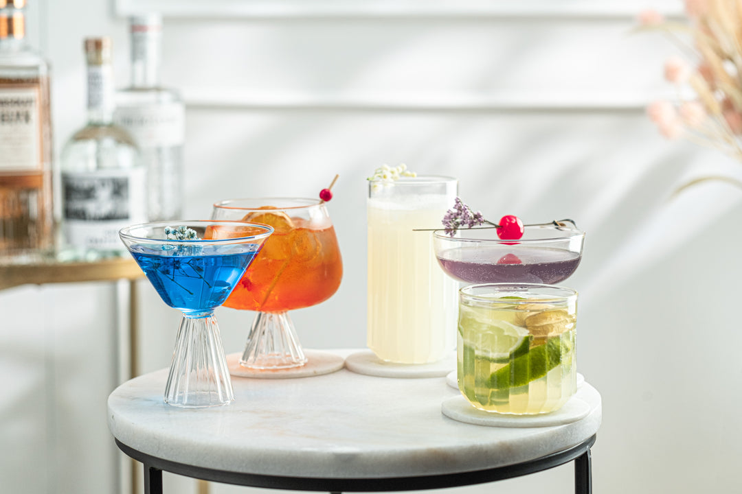 Glassique Cadeau Mykonos Tall Elegant Highball Cocktail Glasses for Drinking Mojito, Gin Tonic, Long Island, Bar Drinks | Modern Glassware