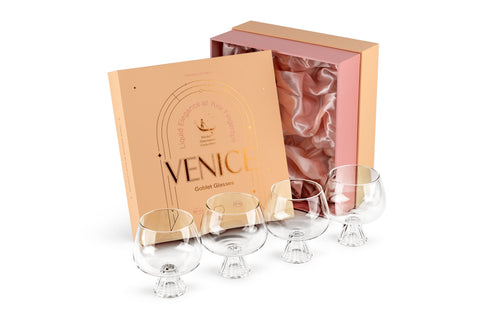 Venice Modern Goblet Cocktail Glasses Gift Set of 4 – ready-to-gift signature box