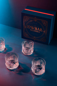 Vintage Art Deco Rocks Lowball Cocktail Glasses Gift Set of 4 – lifestyle hosting shot