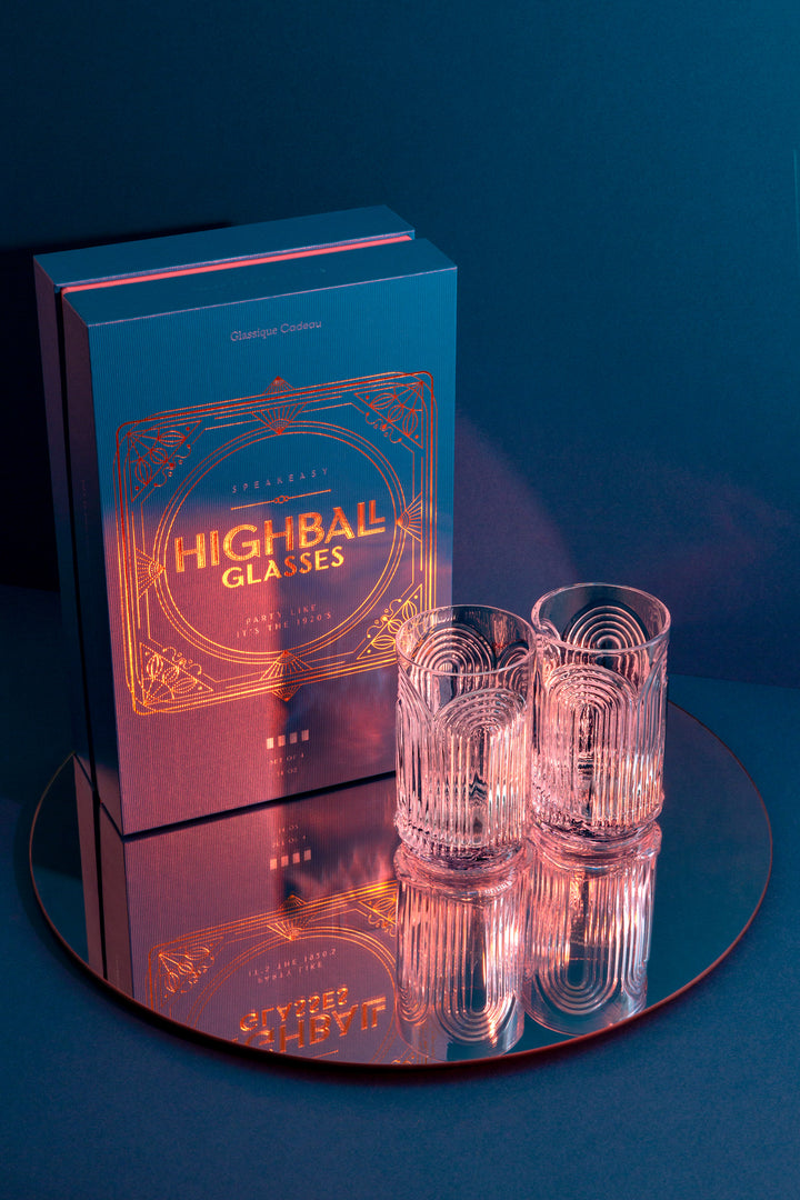 Vintage Art Deco 1920s' Highball Glasses | Set of 4 | 14 oz
