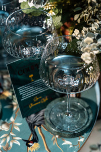 Vintage Flamingo Belle Coupe Glasses Tropical Gift Set of 4 – detail of hand-polished crystal rim