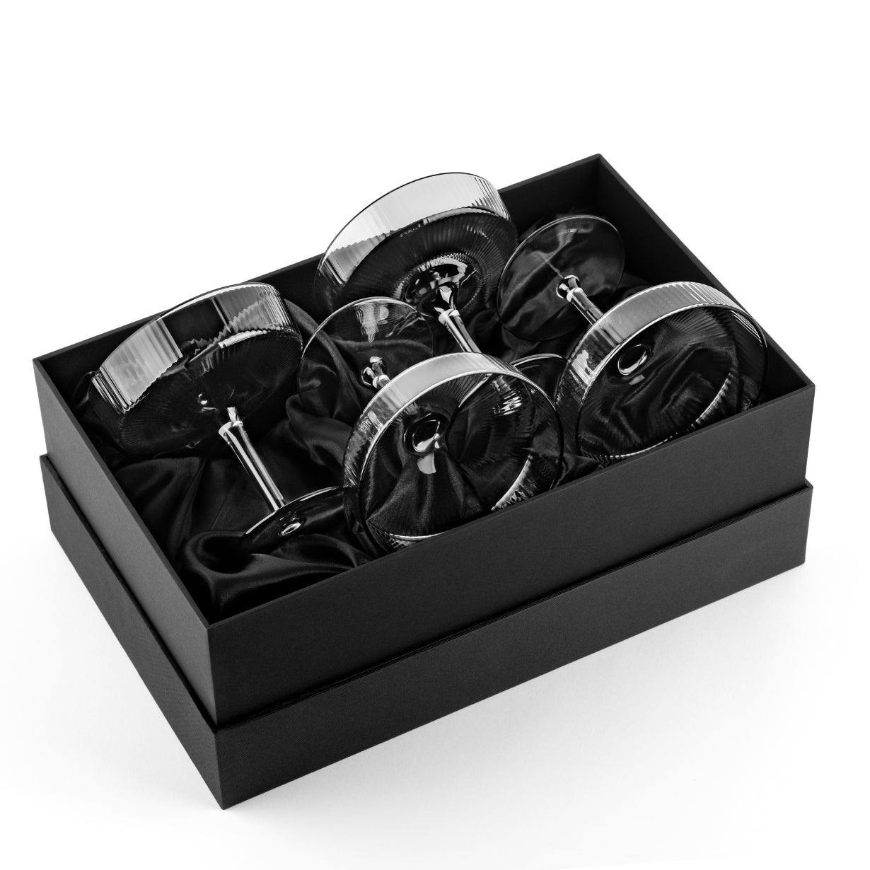 Art Deco Smoke Black Coupe Glasses