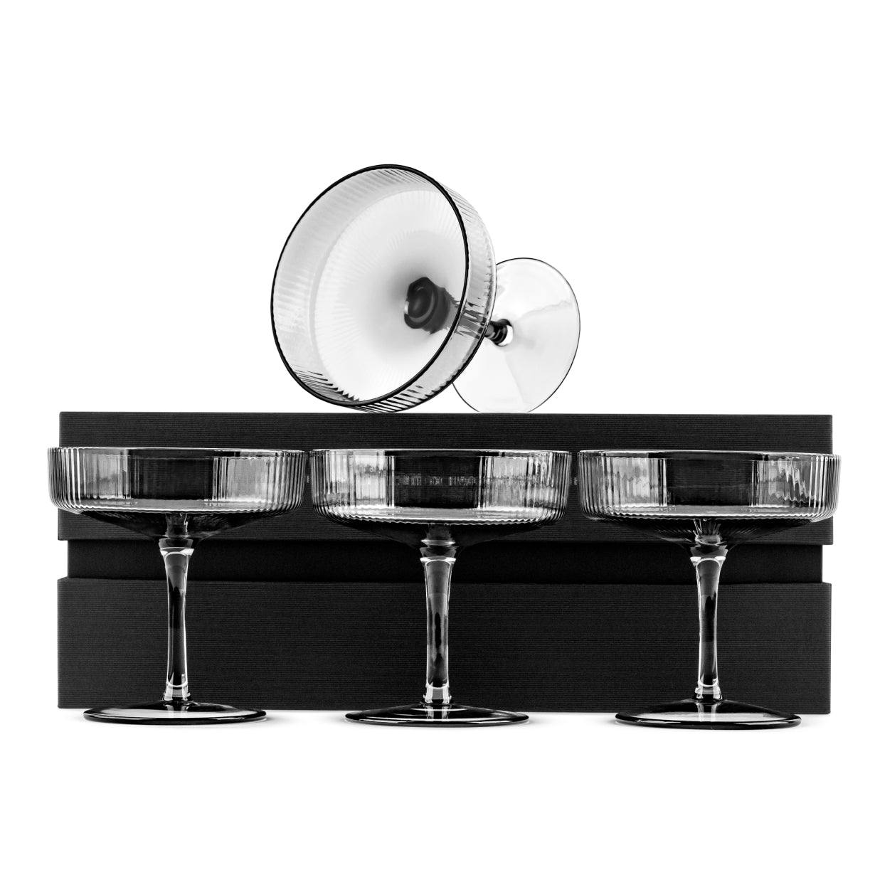 Art Deco Smoke Black Coupe Glasses