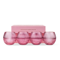 Art Deco Blush Pink Gin & Tonic Glasses with Gold Rims