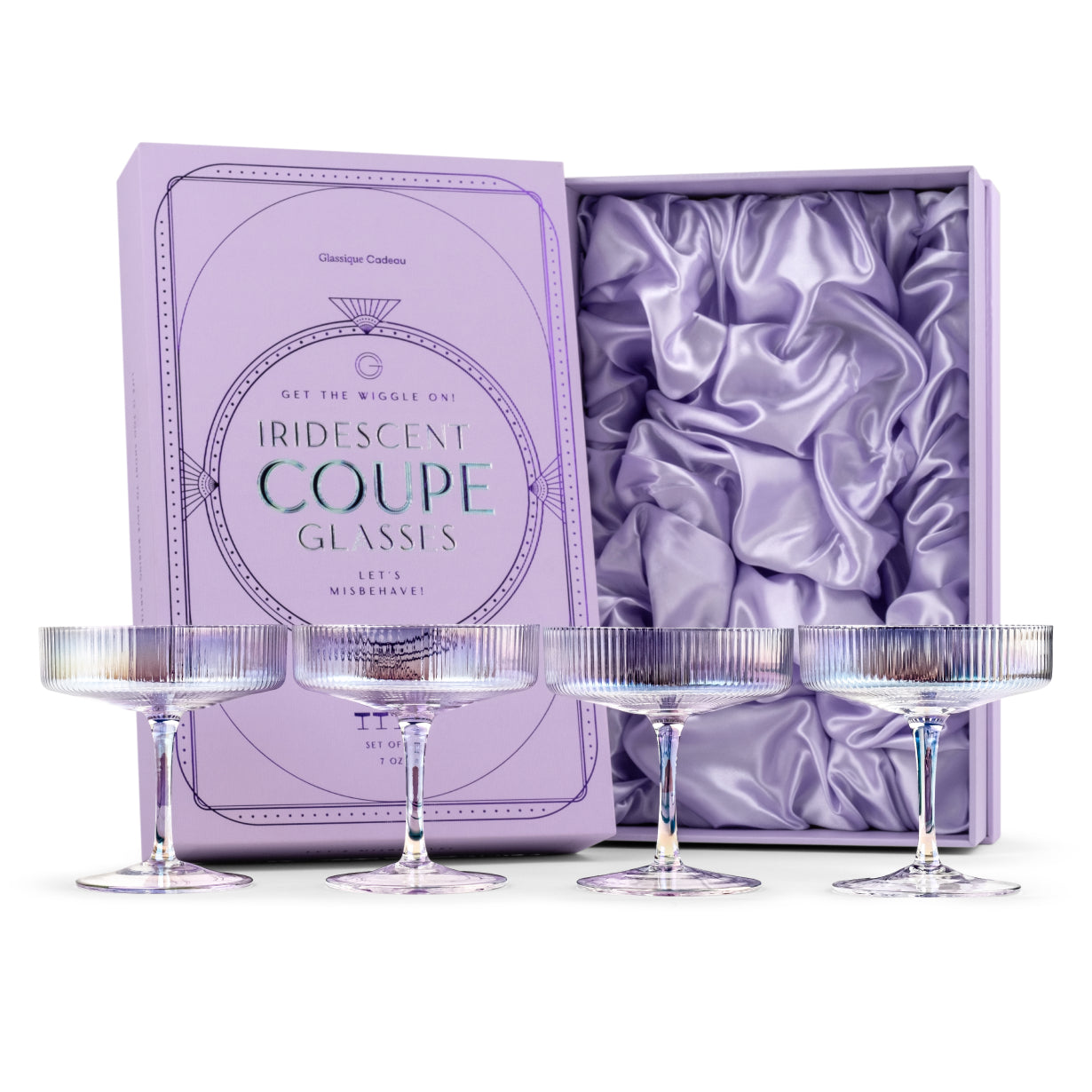 Art Deco Iridescent Coupe Glasses