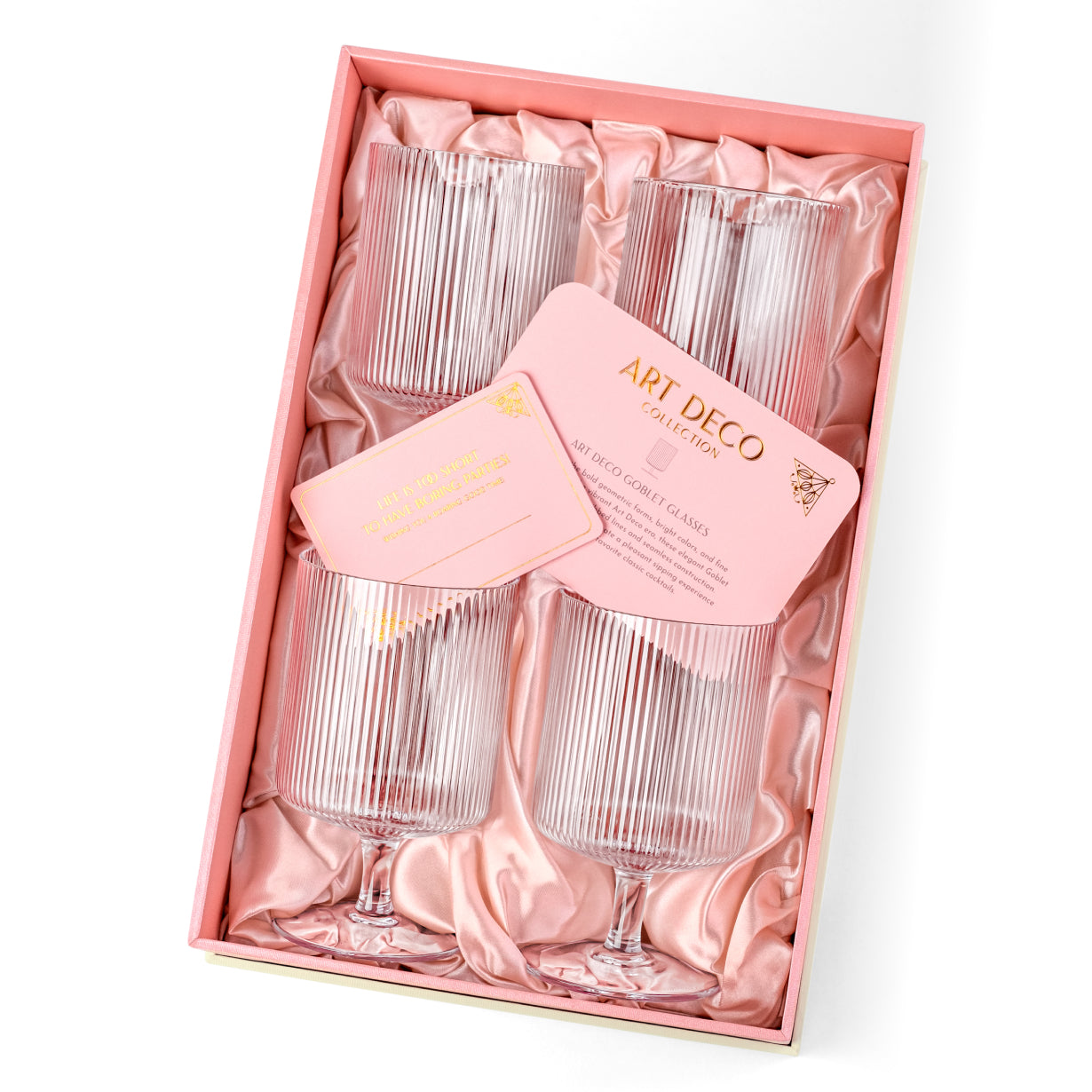 Art Deco Ribbed Goblet Cocktail Glasses with Stem