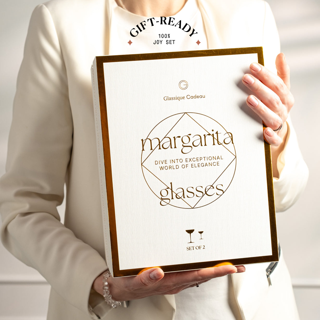 Crystal Margarita Cocktail Glasses Set of 2 – long-stemmed, hand-blown lead-free crystal