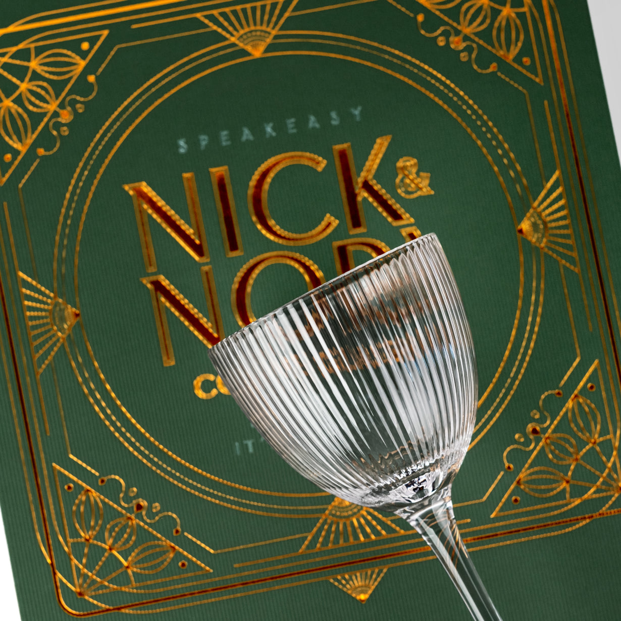 Nick and Nora Glasses – Ribbed Art Deco Coupes, Set of 4