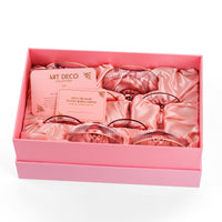Art Deco Blush Pink Coupe Glasses with Gold Rims