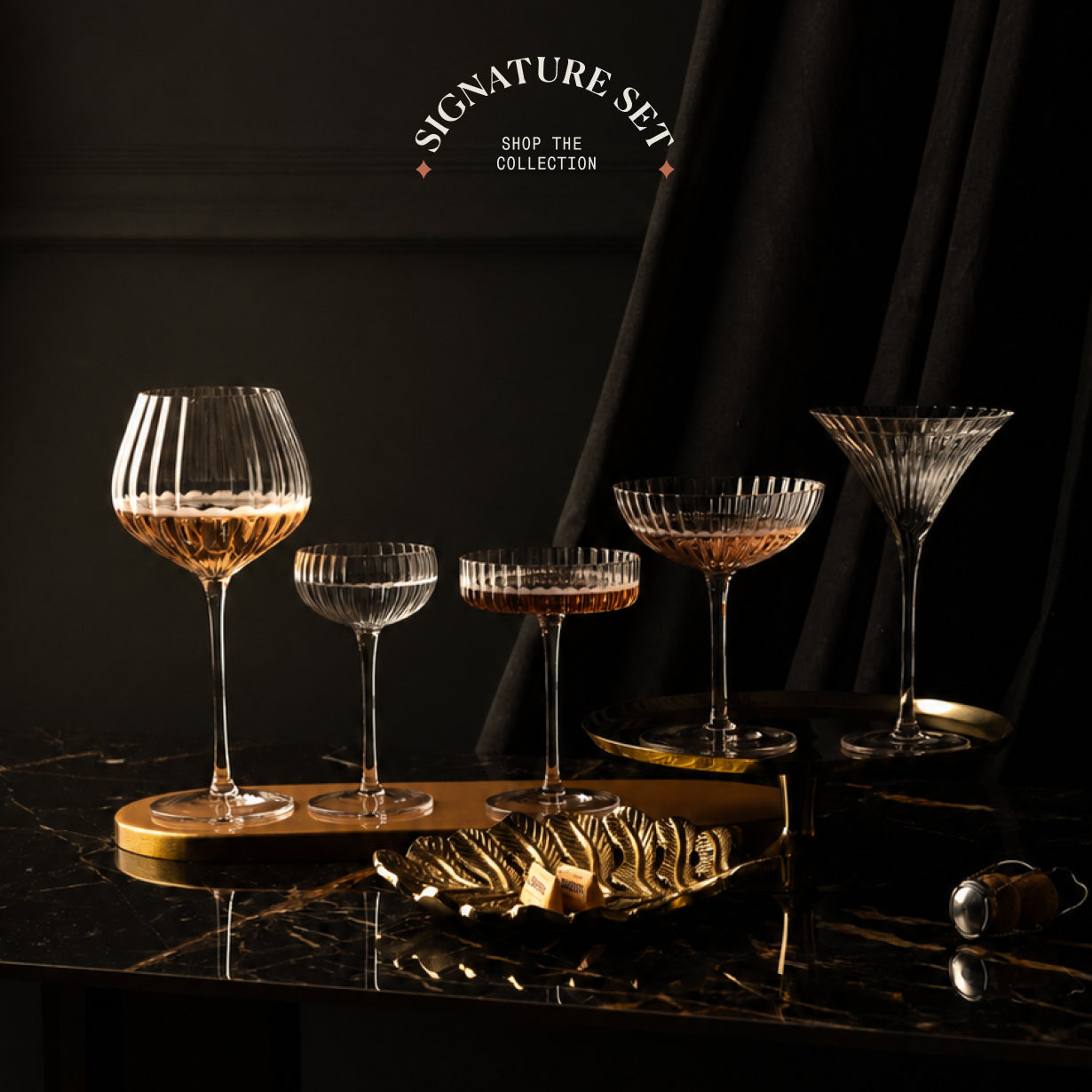 Venus Seashell Coupe Cocktail Glasses | Glassique Cadeau