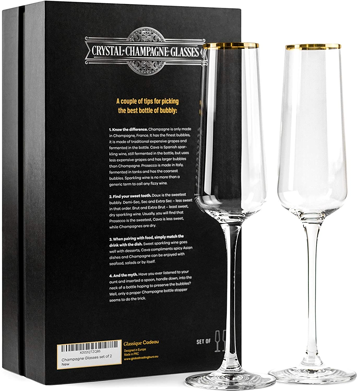 Gold Rimmed Square Champagne Glasses Gift Set of 2 – occasion styling for celebrations