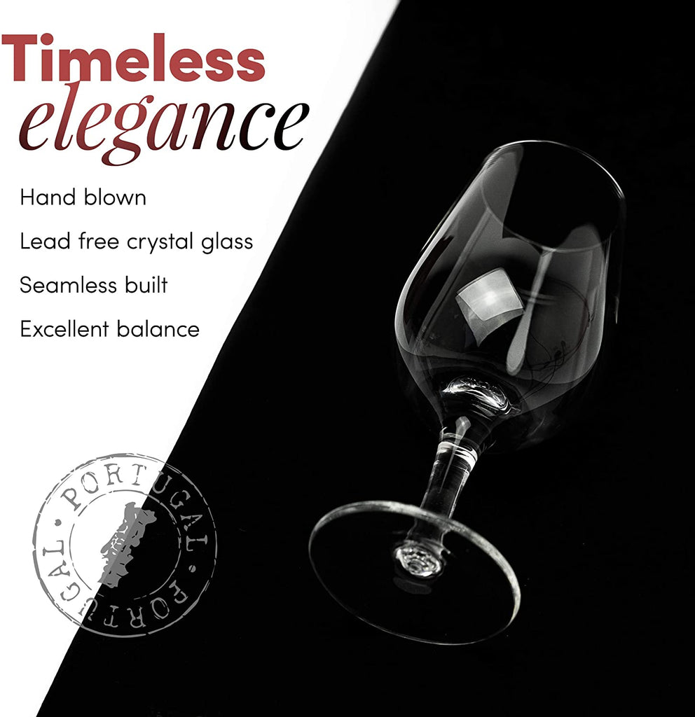 Glassique Cadeau Port and Dessert Wine, Sherry, Cordial, Aperitif Tasting Glasses | Set of 4 Small Crystal 7 oz Sippers | Mini Short Stem Nosing
