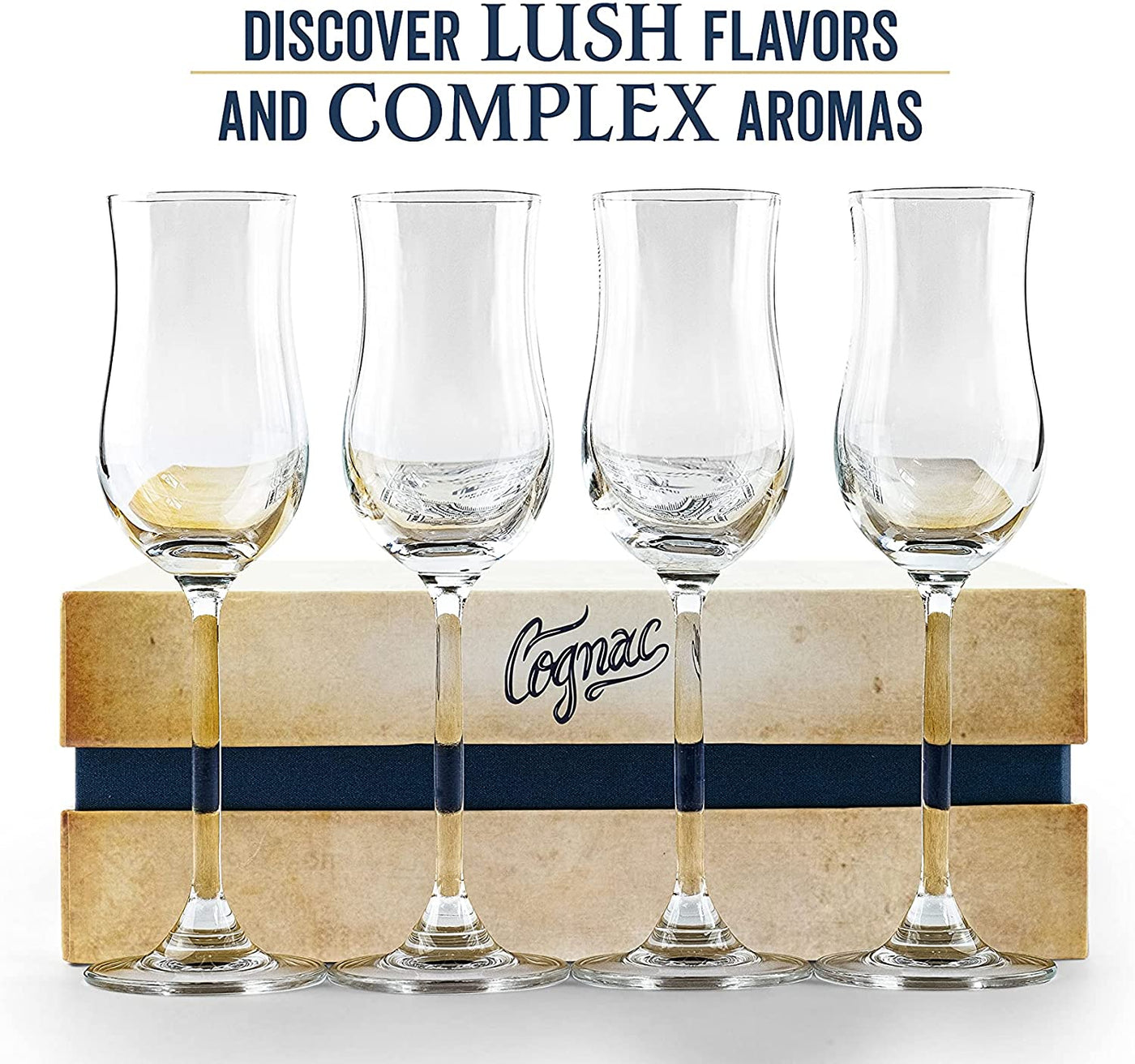 Cognac and Armagnac Tulip Snifter Copita Glasses Gift Set of 4 – detail of hand-polished crystal rim