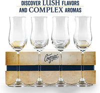 Cognac and Armagnac Tulip Snifter Copita Glasses Gift Set of 4 – detail of hand-polished crystal rim