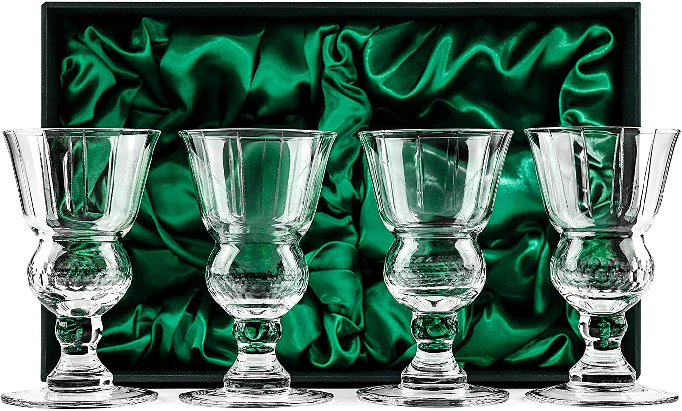 Belle Epoque French Pontarlier Absinthe Bubble Glasses Gift Set of 4 – styled flat lay for celebrations