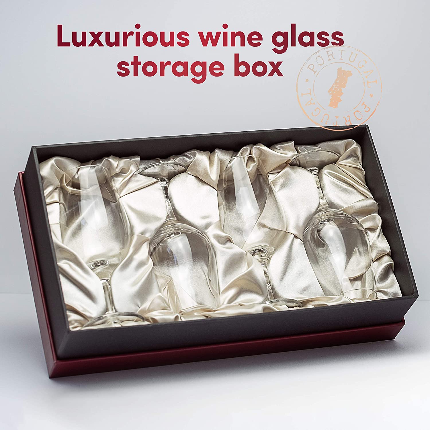 Port and Dessert Wine Tulip Crystal Tasting Glasses Gift Set of 4 – signature gift box closeup with cocktail recipes
